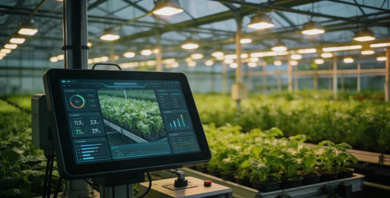 技术人员正在预混料车间的关键点位安装温湿度传感器