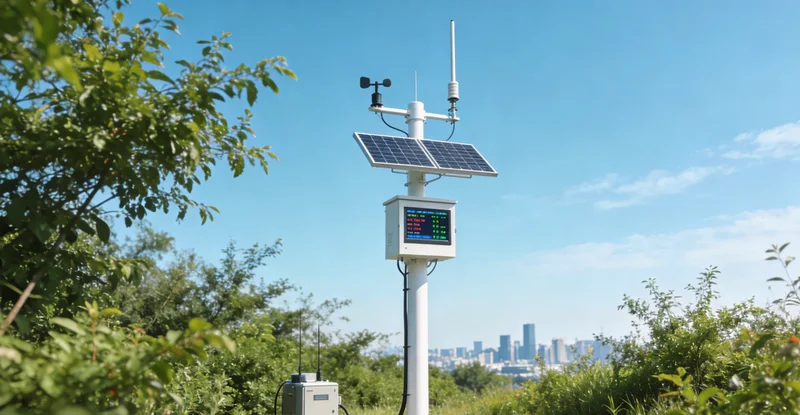 一张软质高岭土矿边坡的现场照片,图中标出了可能的视频监测点和传感器布设位置示意图