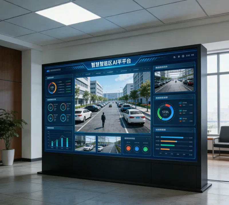 AI安全帽检测系统界面,实时视频中未戴安全帽的人被红框标出并报警