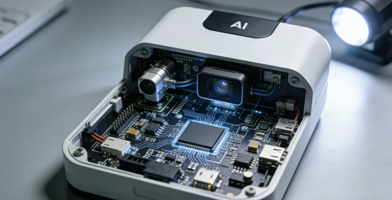 钢制家具焊接工位，AI视觉相机正在检测焊缝质量