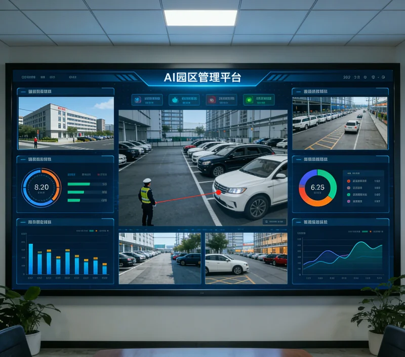 AI排放监测系统预警界面，显示预测趋势与操作建议