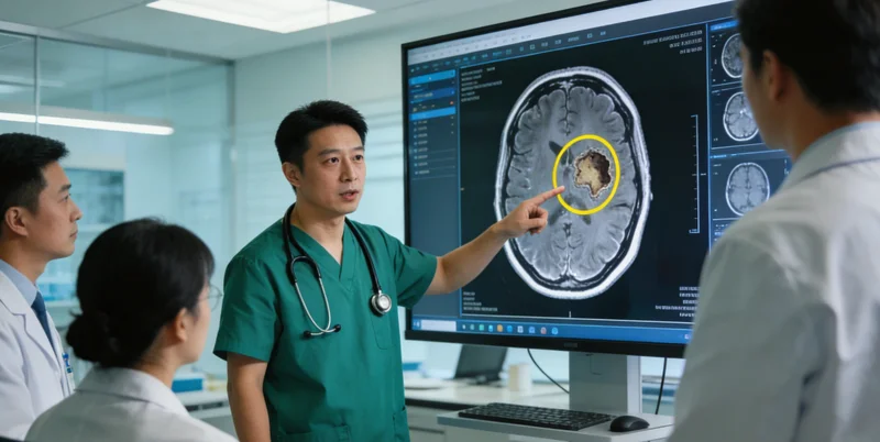 制氧机生产车间内景,工人正在检查设备