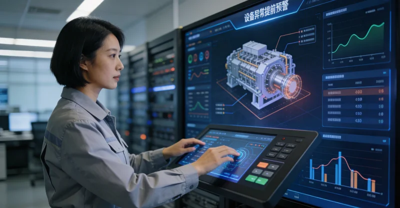 一台电机上安装着无线振动传感器和温度传感器，用于数据采集