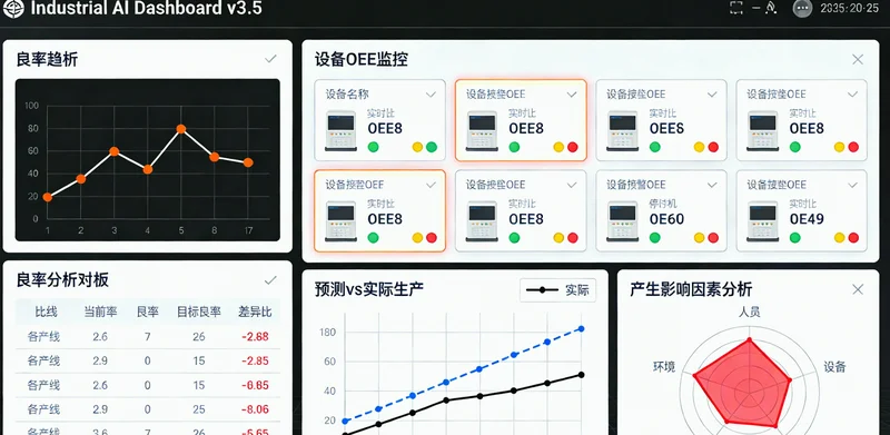 AIMES系统生产数据监控看板界面