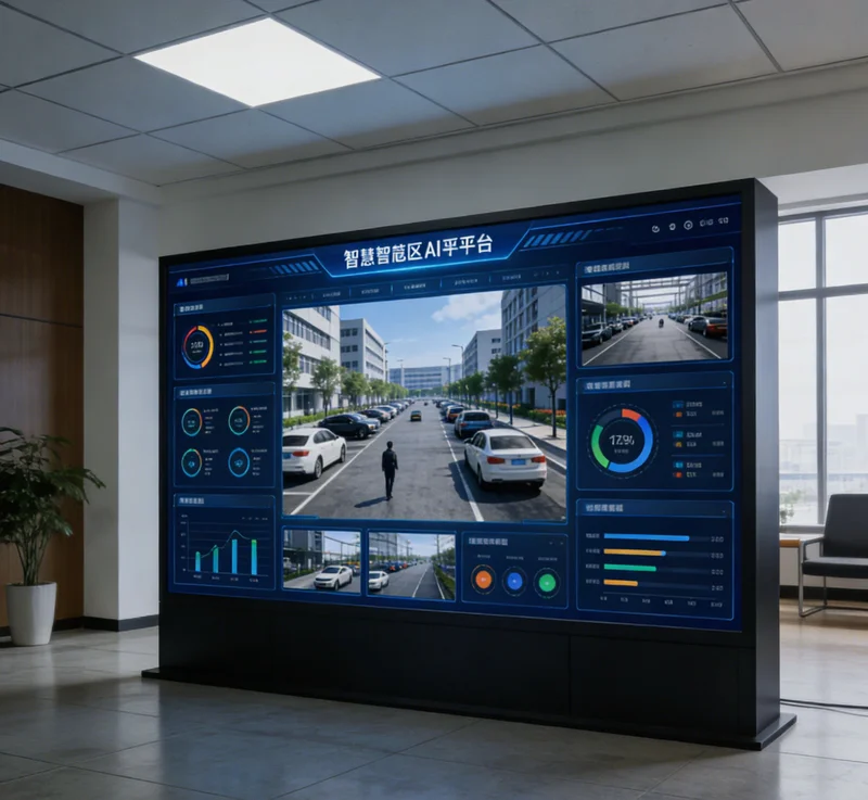 AI节能优化系统的中央监控看板界面，显示实时能耗与节约数据