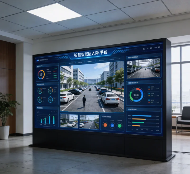 影像中心前台人员与AI导诊屏的交互场景