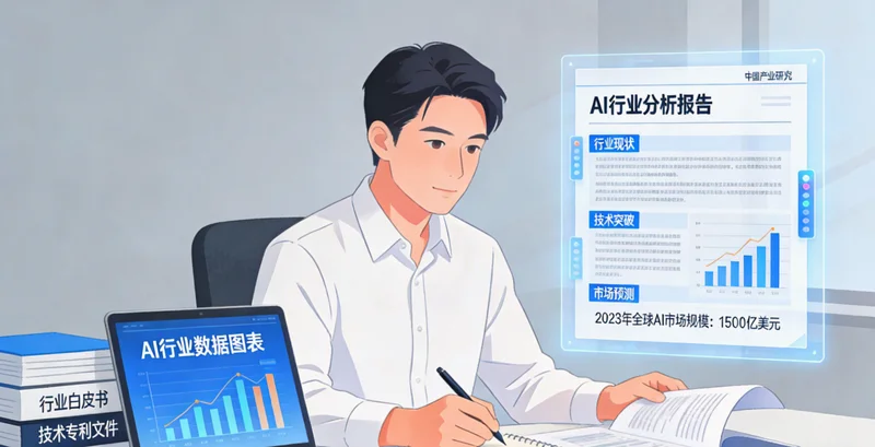 商标代理人面对堆积如山的案卷和报告文件，表情焦虑