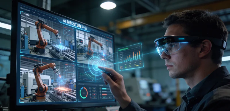 注塑车间内,操作员正在查看AIMES系统显示的实时生产数据监控大屏