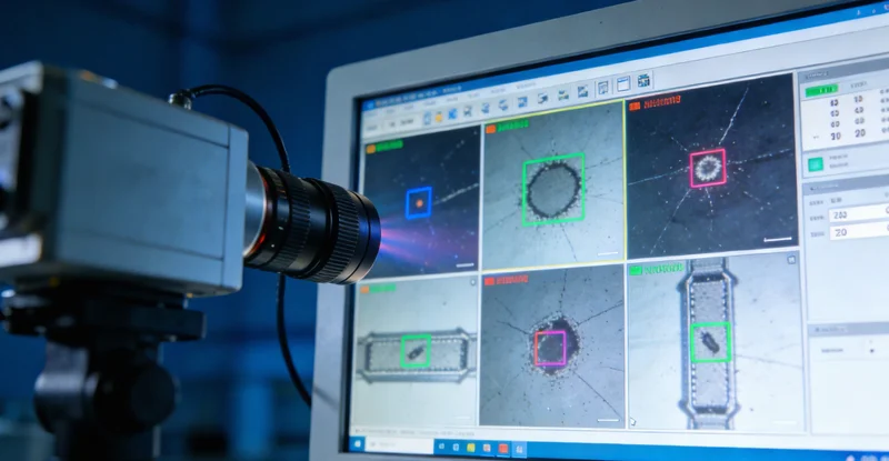 注塑车间内,工人在灯光下进行产品目视检查